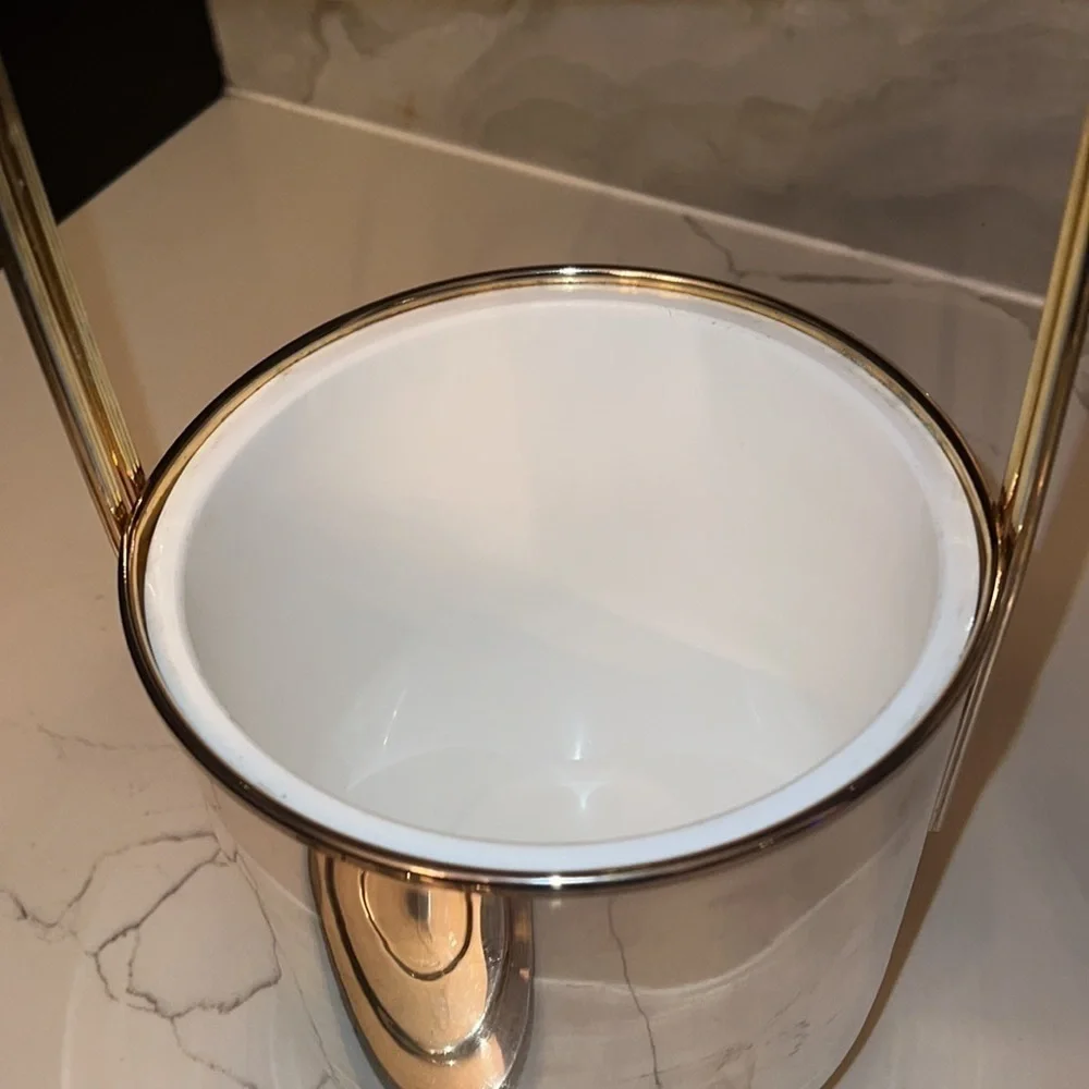 Vintage Maestri Argente Silver and brass ice bucket made in Italy